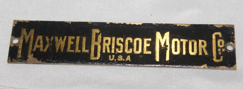 Brass 1906 Maxwell Briscoe Nameplate Emblem Badge: 3.5" x 0.75"