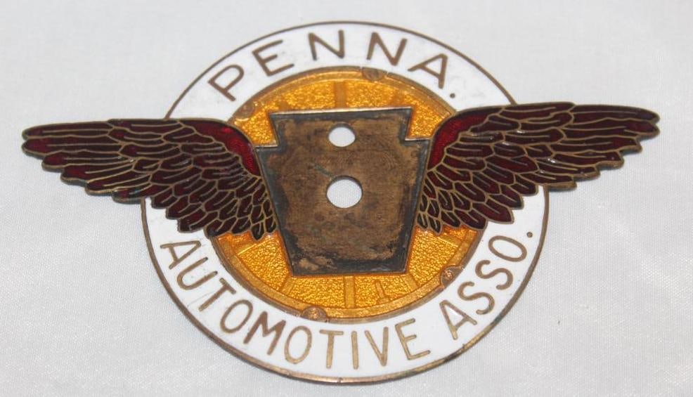 Pennsylvania Automotive Association Radiator Emblem Badge: 3" x 4.75", cloisonne