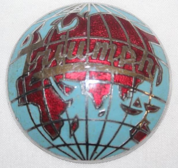 Triumph Motor Car Co Radiator Emblem Badge: 2.25" diameter, cloisonne