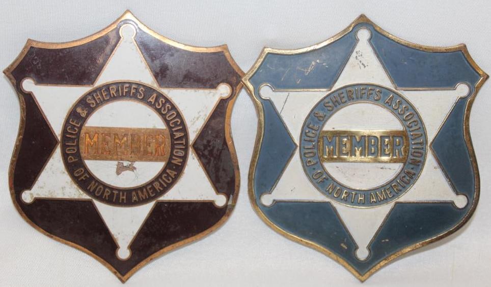 Group of 2 North American Police and Sherif Association Emblem Badges: 4.25" x 3.75", one is cloisonne