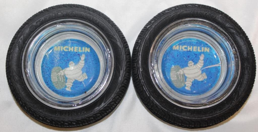 Group of 2 Michelin Advertising Tire Ashtrays: 5" diameter each