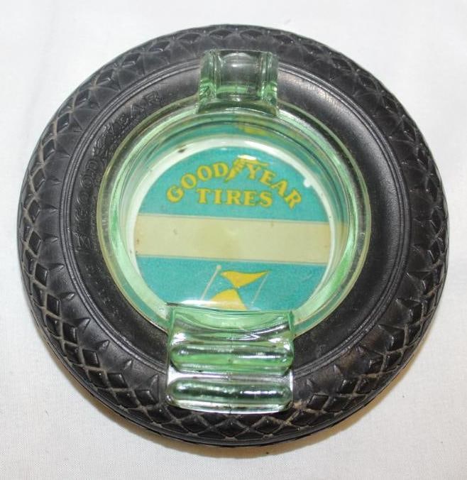 Goodyear Tires Advertising Tire Ashtray w/ Green Center (1 of 2)