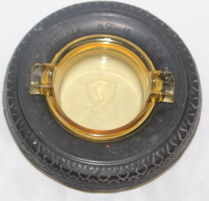 Firestone The Mark of Quality Advertising Tire Ashtray w/ Amber Center: 6" diameter