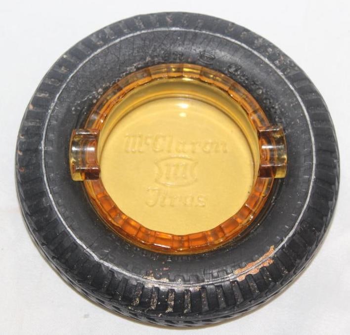 McClaren Advertising Tire Ashtray w/ Amber Center: 6" diameter