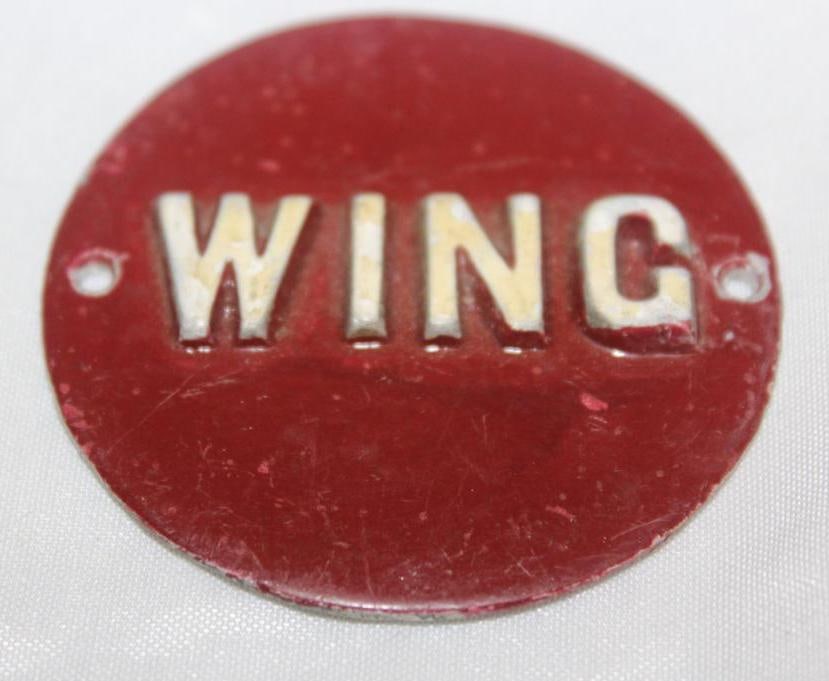 Wing Motor Car Co Radiator Emblem Badge: 2" diameter