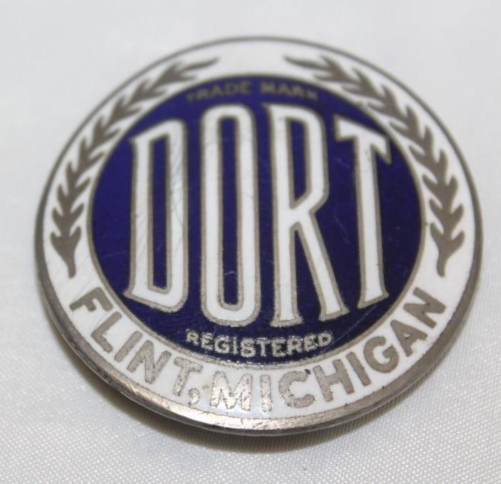 1916-1924 Dort Motor Car Co Radiator Emblem Badge: 2" diameter, cloisonne