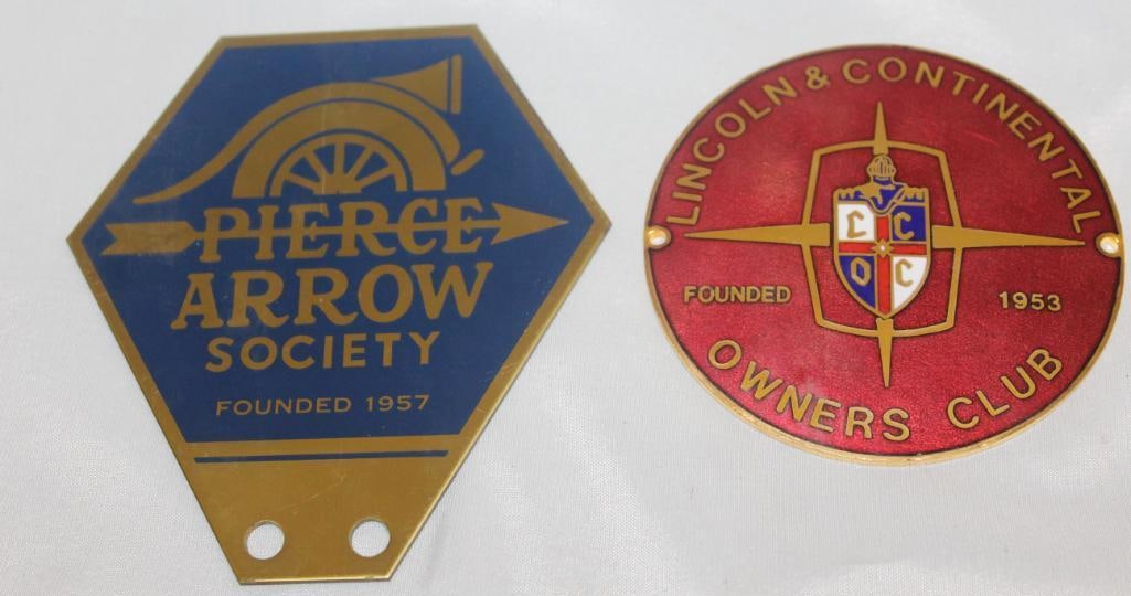 Group of 2 Lincoln and Pierce Arrow Automobile Club Badges (1 of 2)