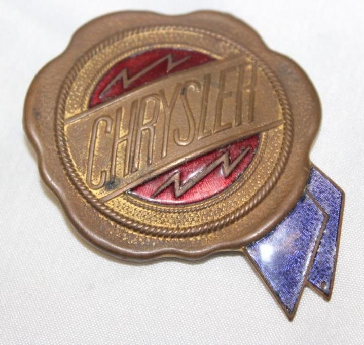 1924-1926 Chrysler Radiator Emblem Badge: 2.5" x 2", cloisonne