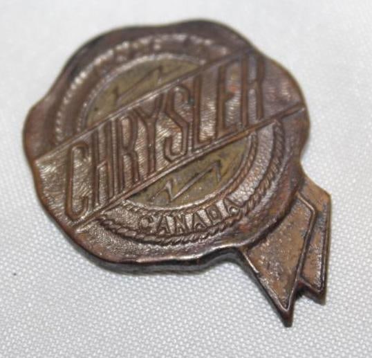 1920's-1930's Chrysler Motor Car Co Emblem Badge: 1.25" x 1"