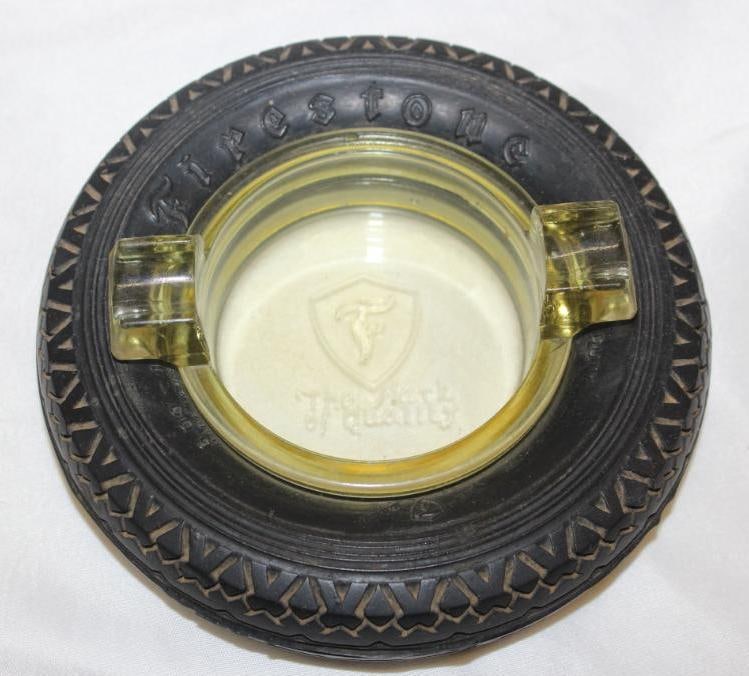Firestone Mark of Quality Advertising Tire Ashtray: 5.5" diameter