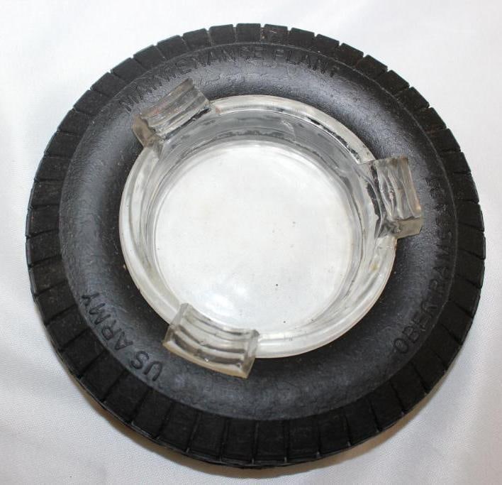 Ober Ramstadt US Army Advertising Tire Ashtray (1 of 2)