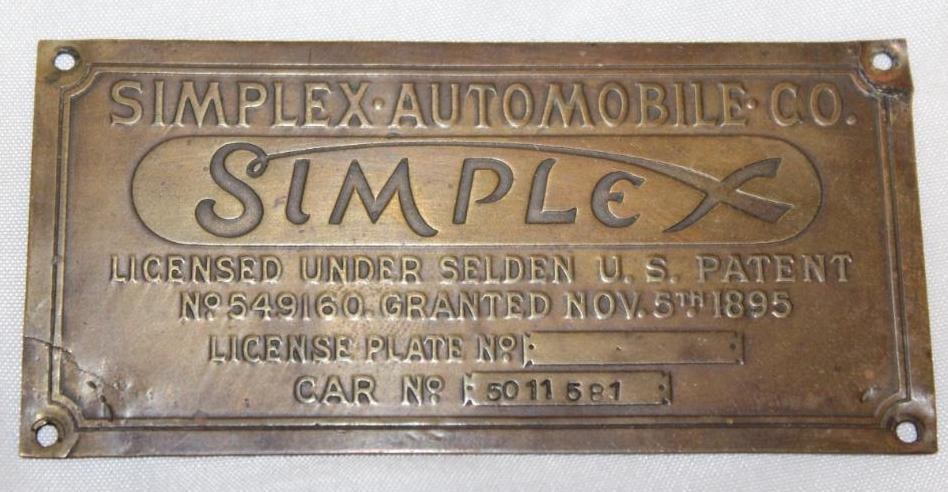1911 Brass Simplex Data Tag Emblem (1 of 2)