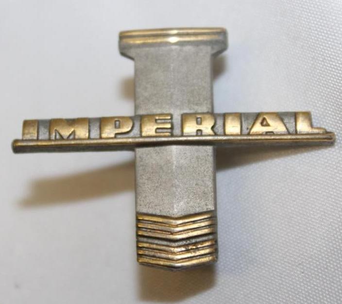 1940 Chrysler Imperial Dash Emblem Badge: 1.5" x 1.25"
