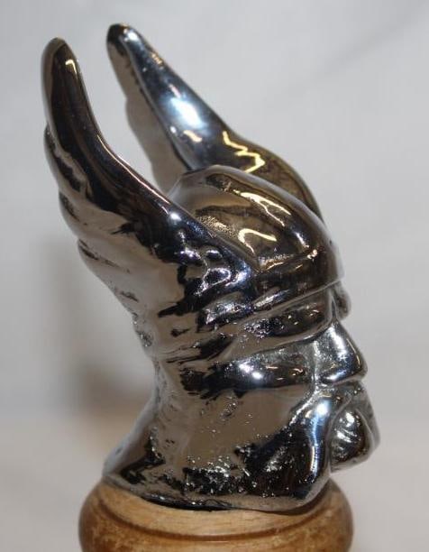 1920's Rover Viking Radiator Mascot Hood Ornament: 3.5" x 2.5" x 2", chrome plated
