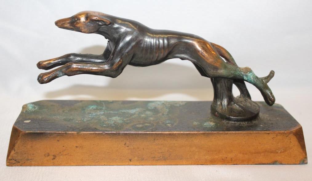 Greyhound Dog Bronze Radiator Mascot Paperweight (1 of 5)