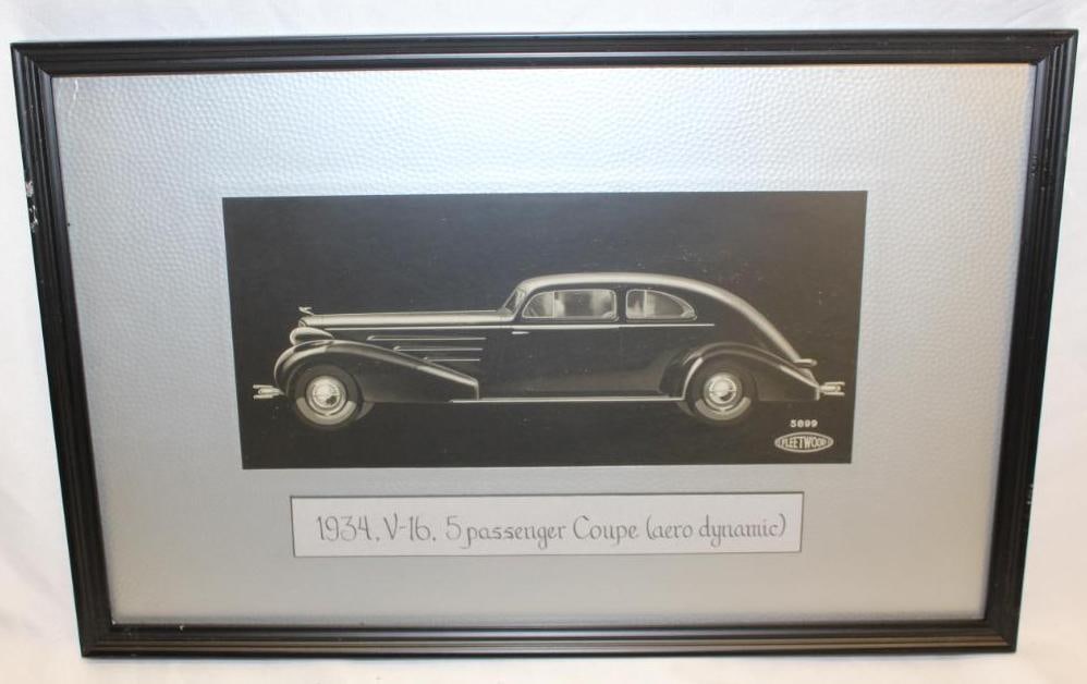 1934 Cadillac V-16 Fleetwood Coachwork Artwork 5 Passenger Aerodynamic Coupe (1 of 2)