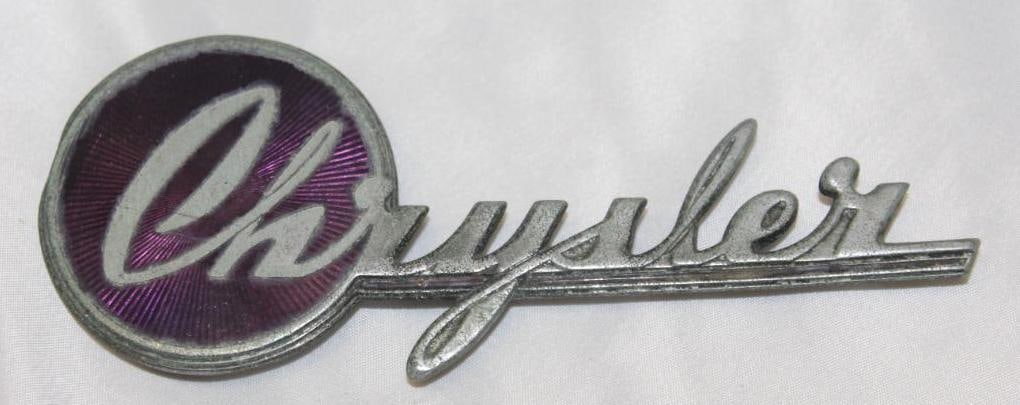 1939 Chrysler Custom Imperial Grill or Trunk Emblem Badge: 6.5" x 2.5", cloisonne