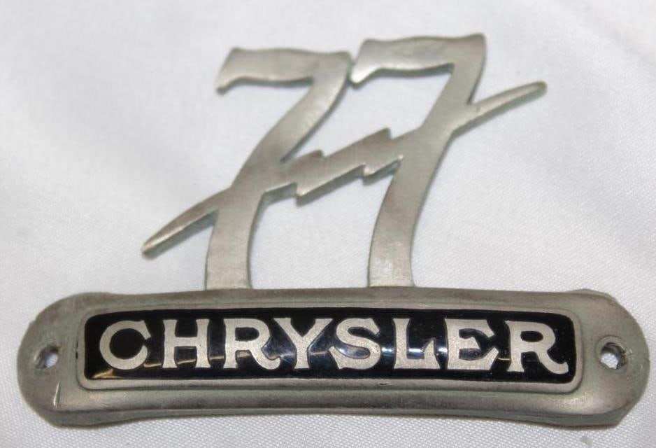 1929-1930 Chrysler Series 77 Headlight Emblem Badge: 3.5" x 2"