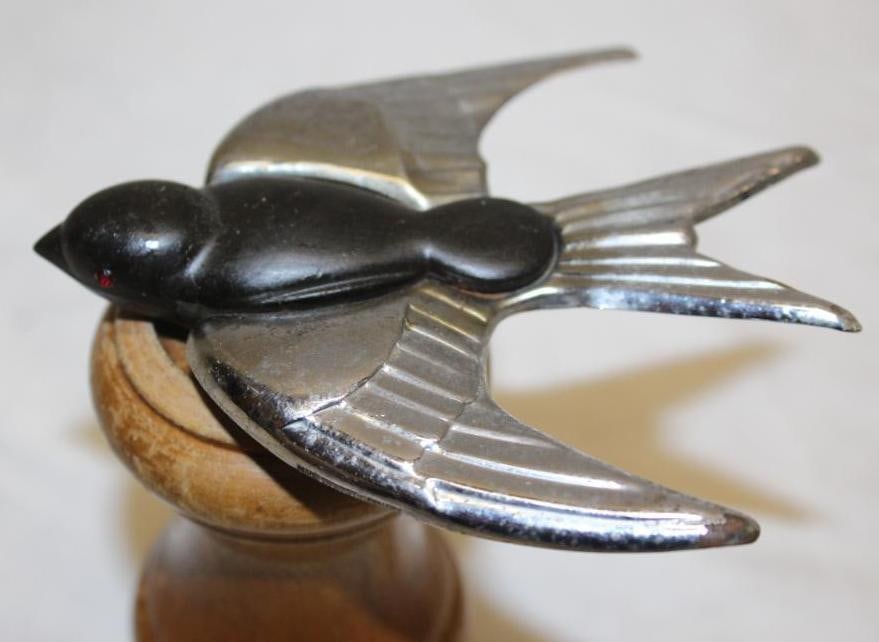 Flying Swallow Bird w/ Jeweled Eyes Radiator Mascot Hood Ornament (1 of 3)