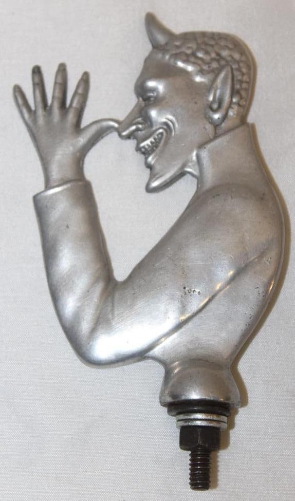 Devil Thumbing His Nose Radiator Mascot Hood Ornament (1 of 2)