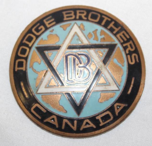 1917-1925 Dodge Brothers Canada Radiator Emblem Badge: 2.25" diameter, cloisonne