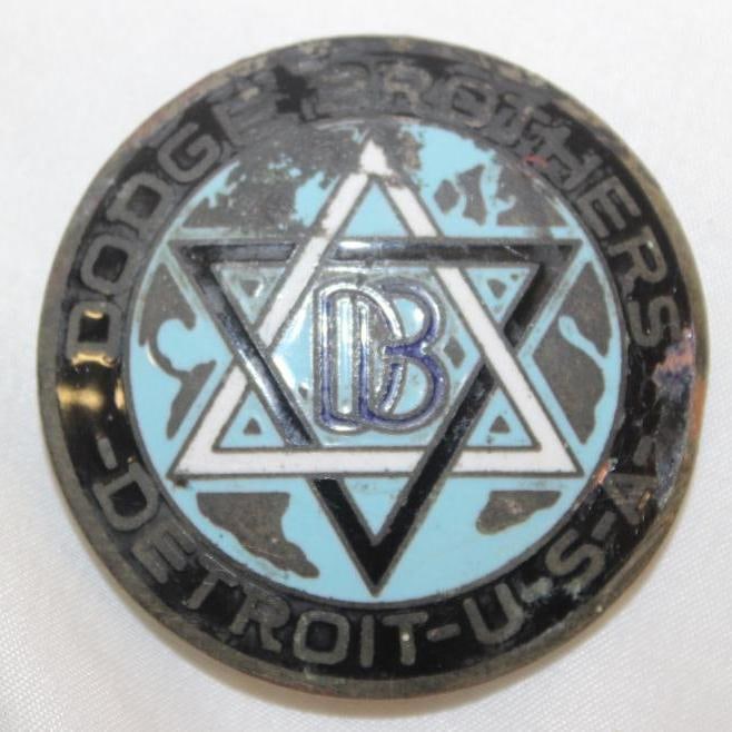 1917-1925 Dodge Brothers Radiator Emblem Badge: 2.25" diameter, cloisonne