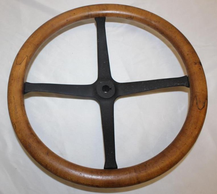 Antique Automobile Steering Wheel with Wood Rim (1 of 2)