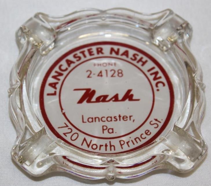 Lancaster Nash Advertising Ashtray: 4" x 4" x 0.75"