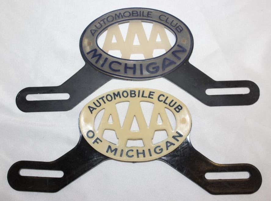 Group of Two AAA Michigan License Plate Toppers: 9.5" x 4.5"
