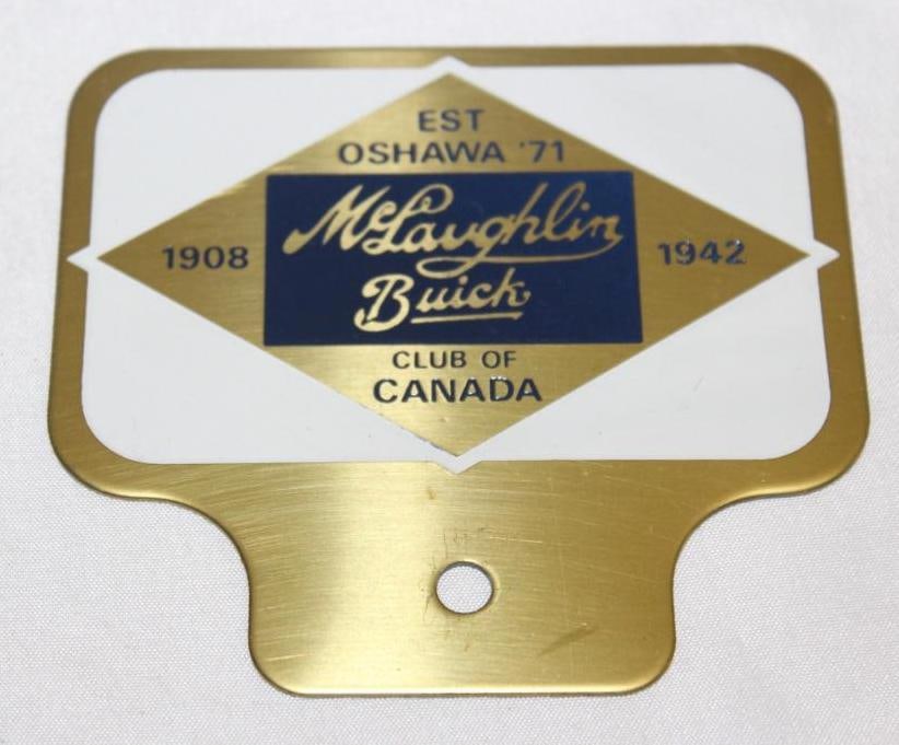 1971 McLaughlin Buick Club of Canada License Plate Topper: 3.75" x 4"