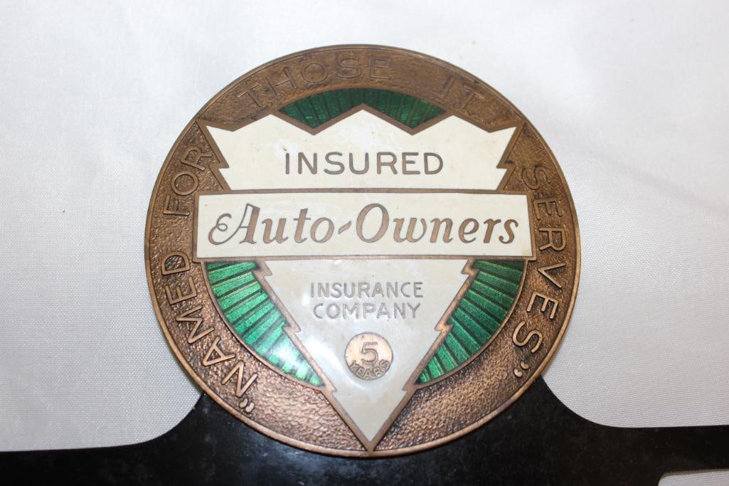 Auto Owners Insurance 5yr Anniversary License Plate Topper: 10.5" x 4.5", cloisonne