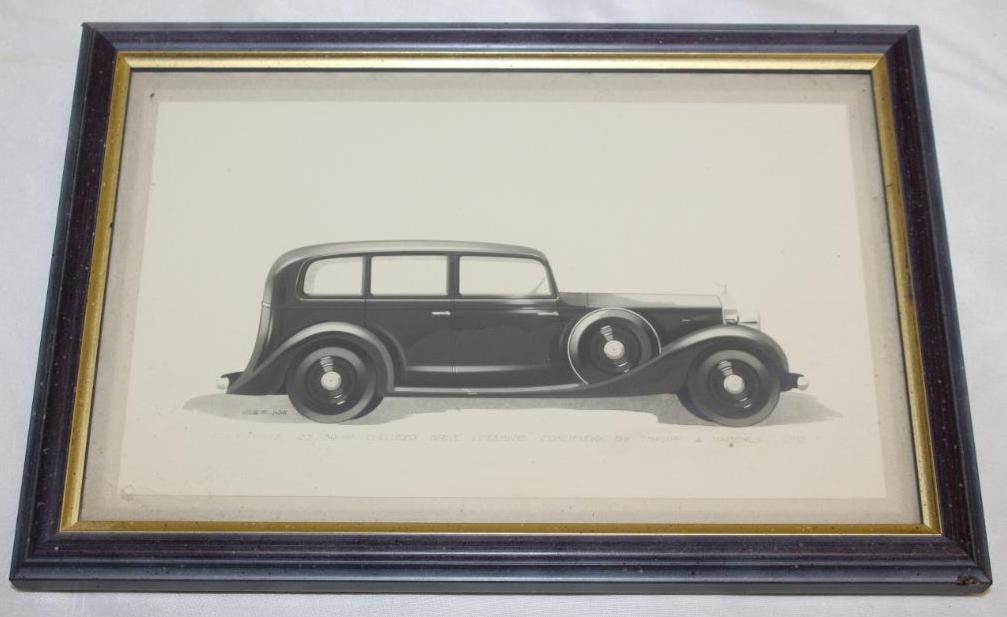 1930's Rolls Royce 25/30 Enclosed Driver Limousine Thrupp & Maberly Coachwork Artwork: 11" x 7.5"; Framed
