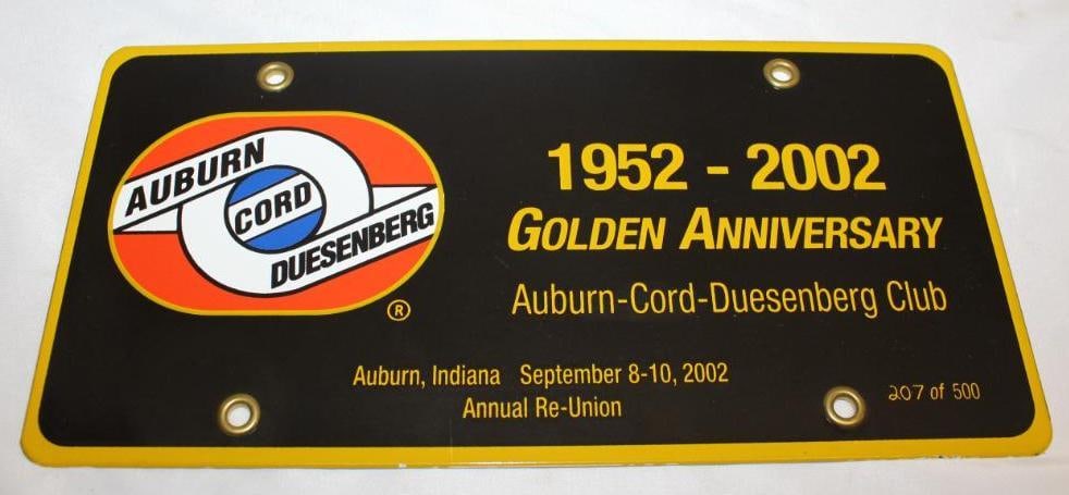 ACD Club Golden Anniversary Porcelain License Plate Auburn Cord Duesenberg (1 of 2)