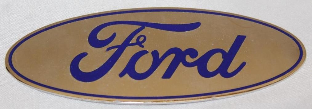 1930's Ford Truck Radiator Emblem Badge: 4.75" x 1.75", cloisonne