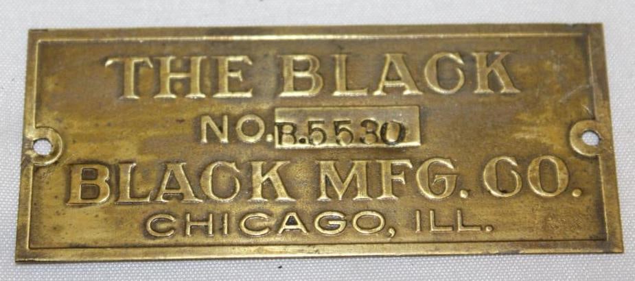 Early 1900's Black Motor Car Co Brass Data Tag Emblem (1 of 2)
