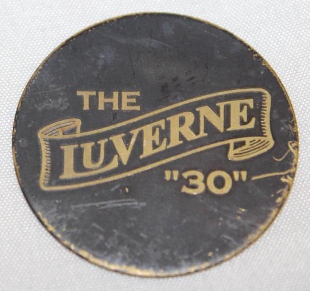 1910-1911 Luverne Automobile Co Model 30 Brass Hubcap Emblem Badge (1 of 2)