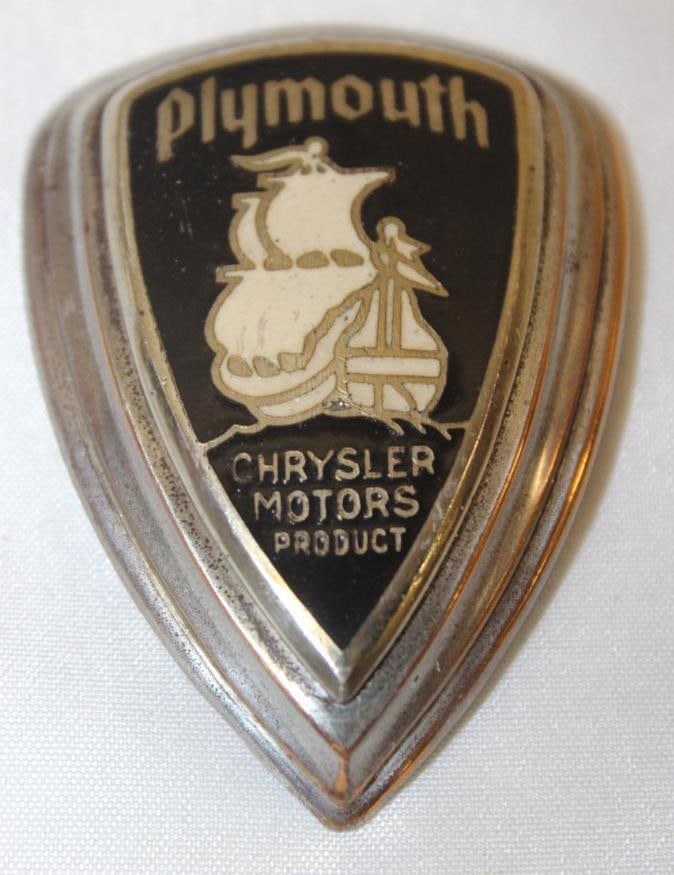1931-1933 Chrysler Plymouth Radiator Emblem Badge: 2.5" x 1.75", cloisonne