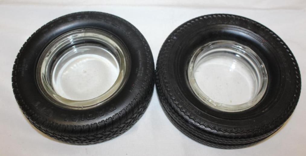 Group of 2 Dunlop and Cooper Advertising Tire Ashtrays (1 of 2)