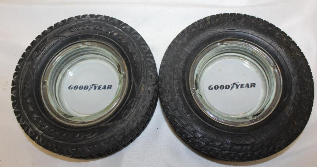Group of 2 Goodyear Advertising Tire Ashtrays (1 of 2)