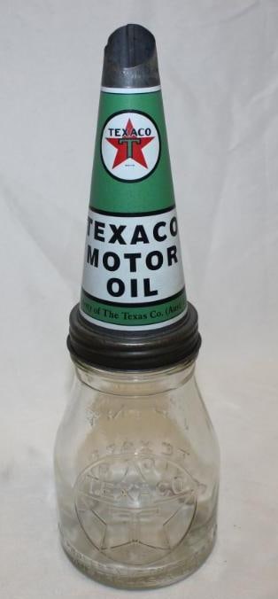 Embossed Texaco Pint Glass Jar (Australia): it has a decal on the spout, 4" x 11.5"