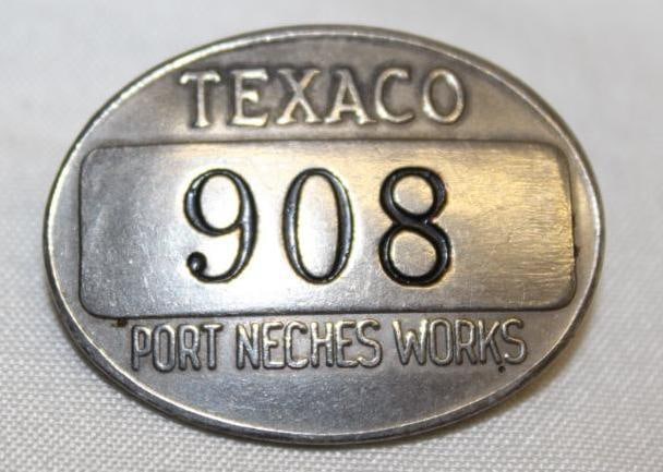 Port Neches Texaco Service Station Advertising Pin Badge: 1.25" x 1"