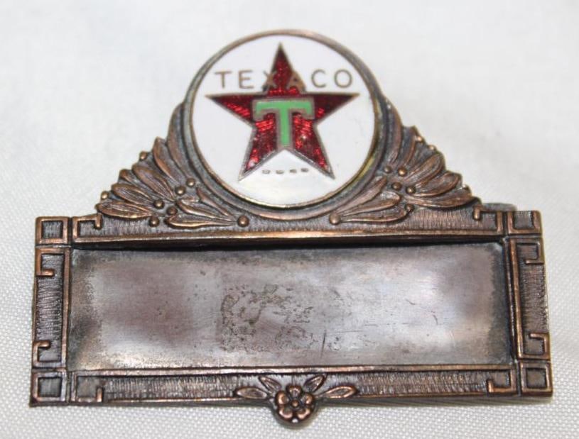 Texaco Service Station Advertising Name Badge: 2" x 1.5", cloisonne