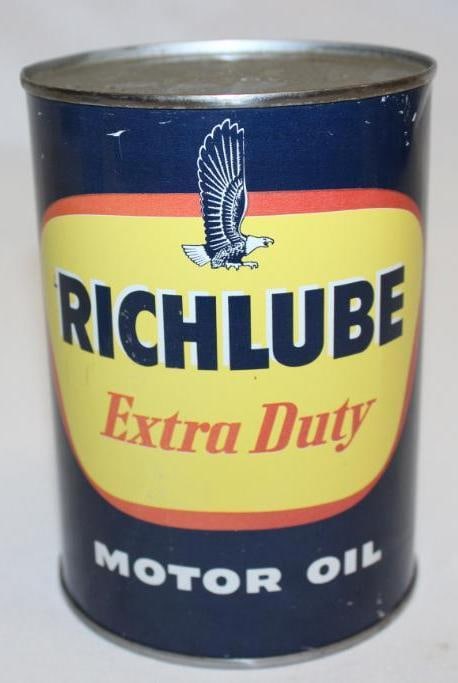 Richlube Extra Duty Richfield 1 Quart Motor Oil Can (1 of 3)