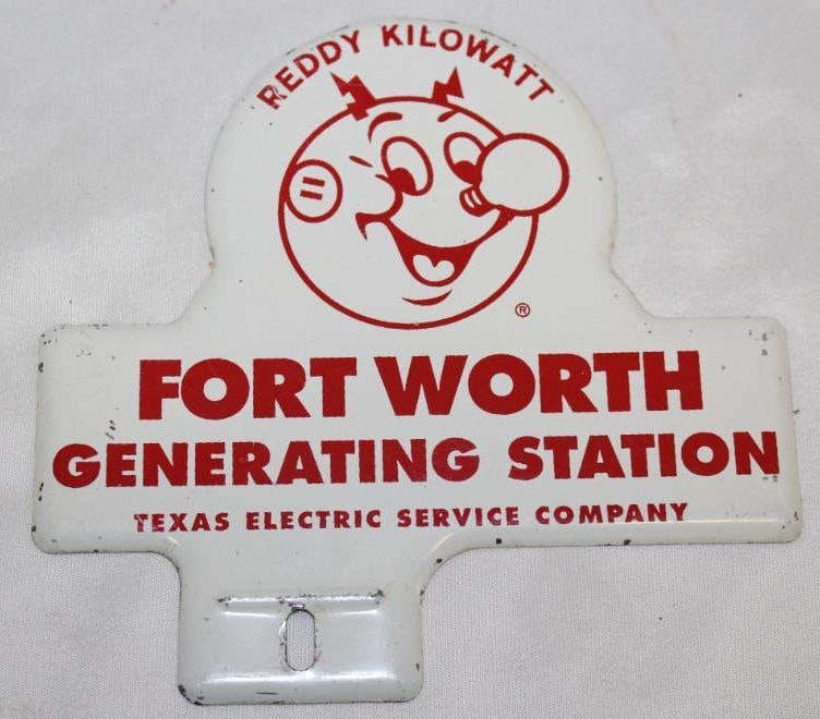 Reddy Kilowatt Fort worth Texas Electric Service Advertising License Plate Topper (1 of 2)