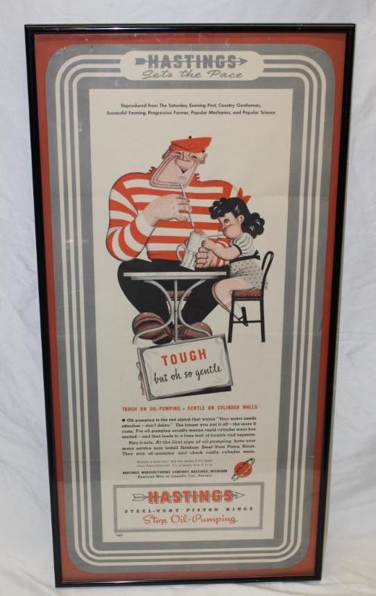 Graphic Hastings Piston Rings Advertising Cardboard Sign (1 of 5)