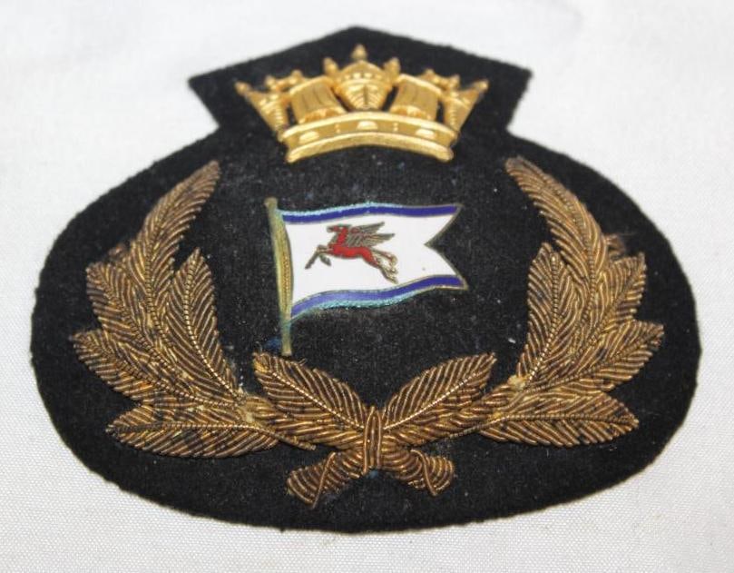 Mobil Marine Service Patch: 3.5" x 3", cloisonne