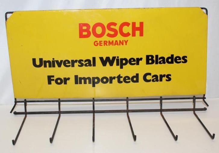 Bosch Universal Imported Cars Wiper Blade Display Rack: Marked Midland Metal Products; In good condition with some light wear; 19" x 9"