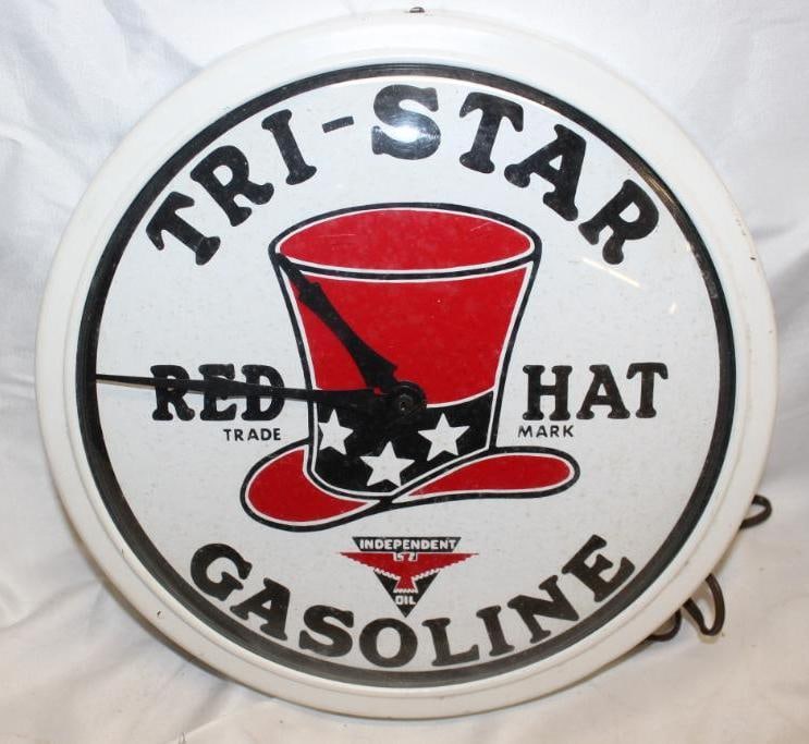Tri-Star Red Hat Independent Oil Company Advertising Clock (1 of 5)