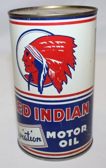 Graphic Red Indian Aviation Metal 1 Imperial Quart Motor Oil Can (1 of 3)