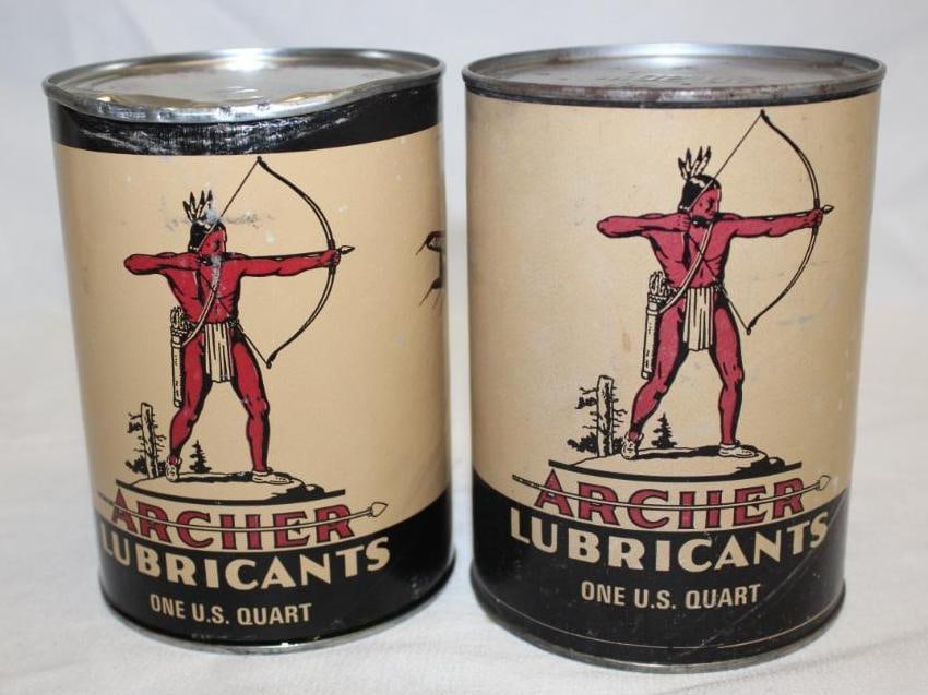 Group of 2 Archer 1 Quart Motor Oil Cans (1 of 4)